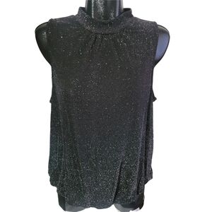 Reitmans Black Sparkle Sleeveless Cutout Back Blouse NWT XXL